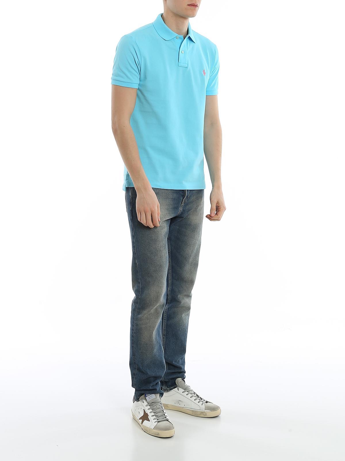 Light Blue Slim Polo Shirt Product Image