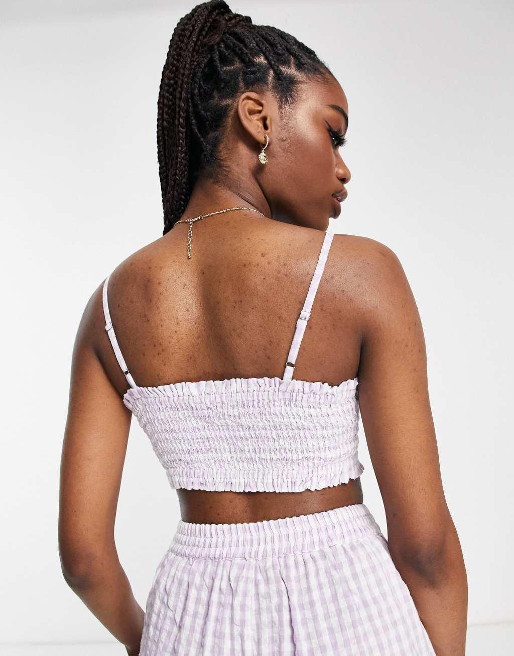 Miss Selfridge gingham strappy crop top Product Image