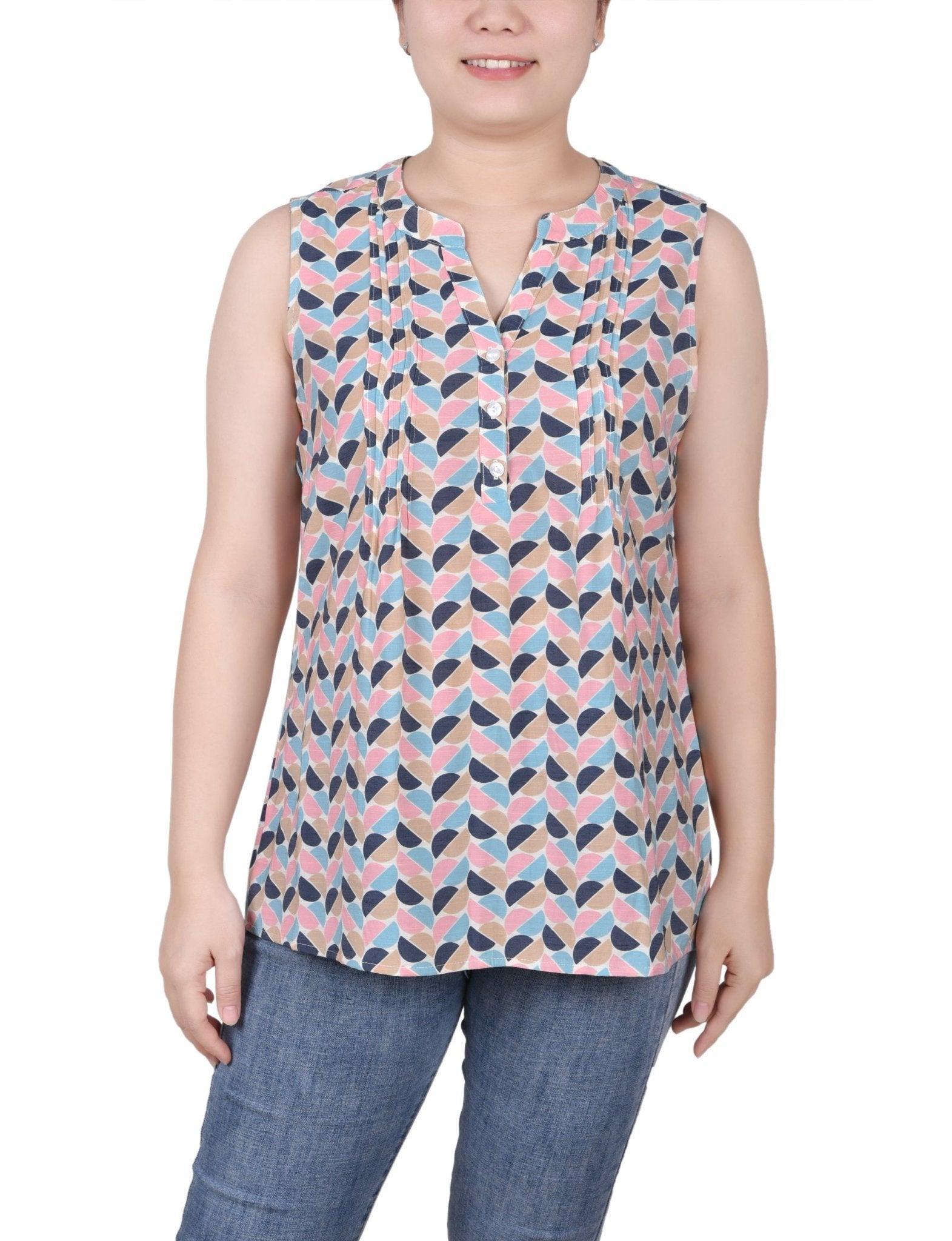 Sleeveless Pintucked Blouse - Petite Product Image