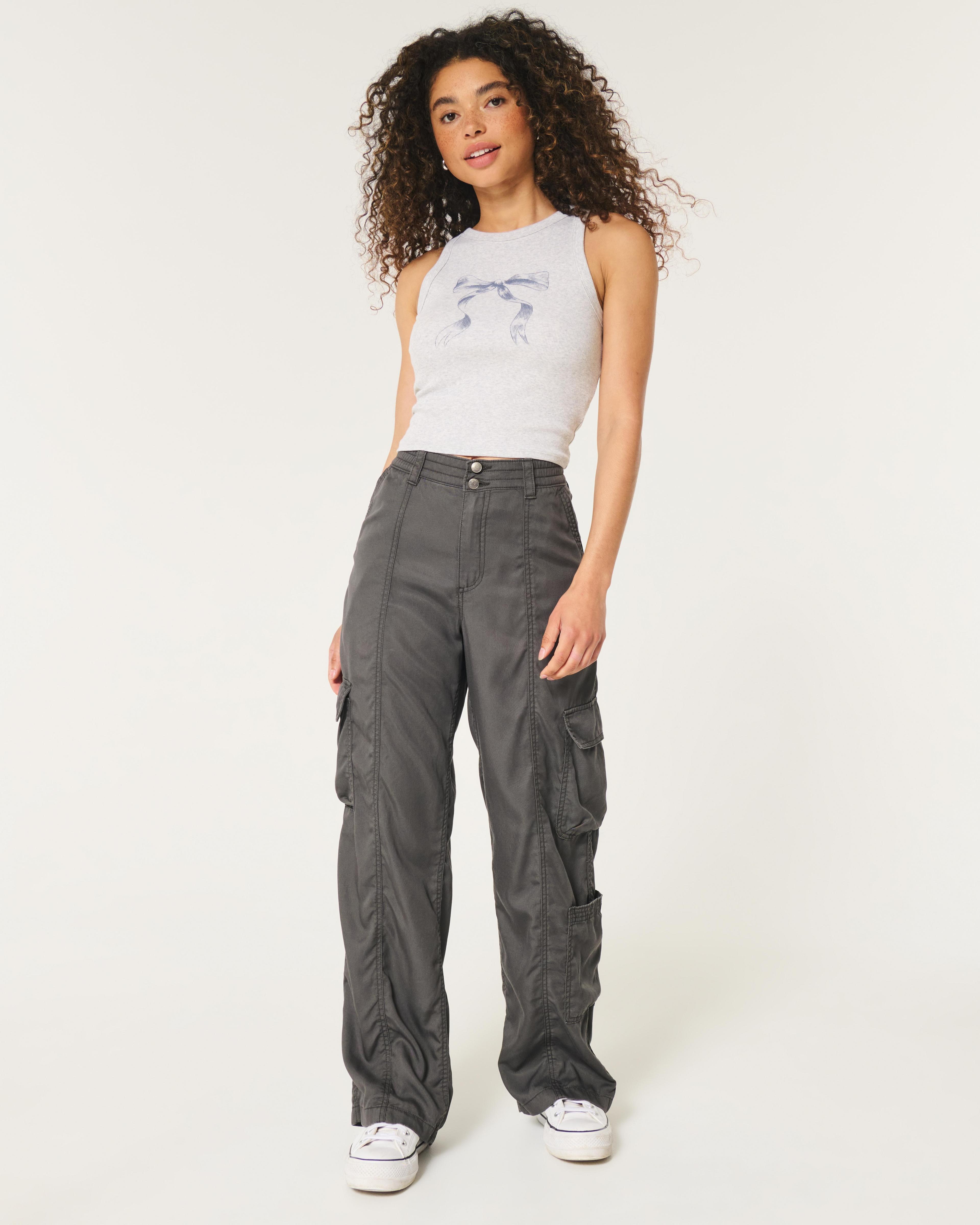 High-Rise Tencel Baggy Cargo Pants Product Image