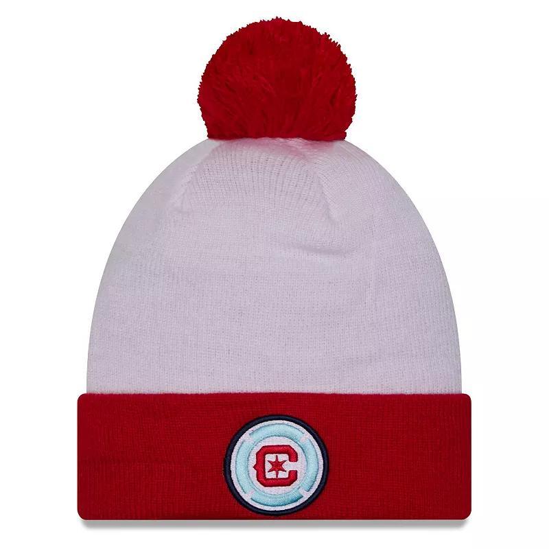 Mens New Era White Chicago Fire Jersey Hook Cuff Knit Hat with Pom Product Image