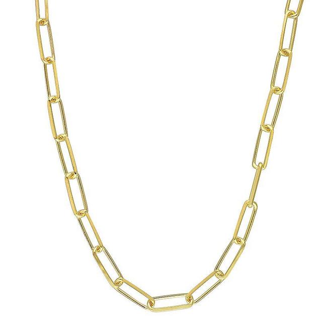 Stella Grace Sterling Silver 5 mm Paper Clip Link Chain Necklace, Womens 18k Gold Plated Product Image