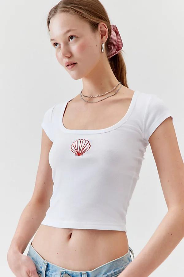 Embroidered Beachy Baby Tee Womens at Urban Outfitters Product Image