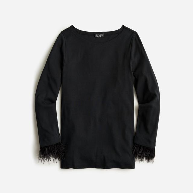 Feather-trim long-sleeve shirt Product Image