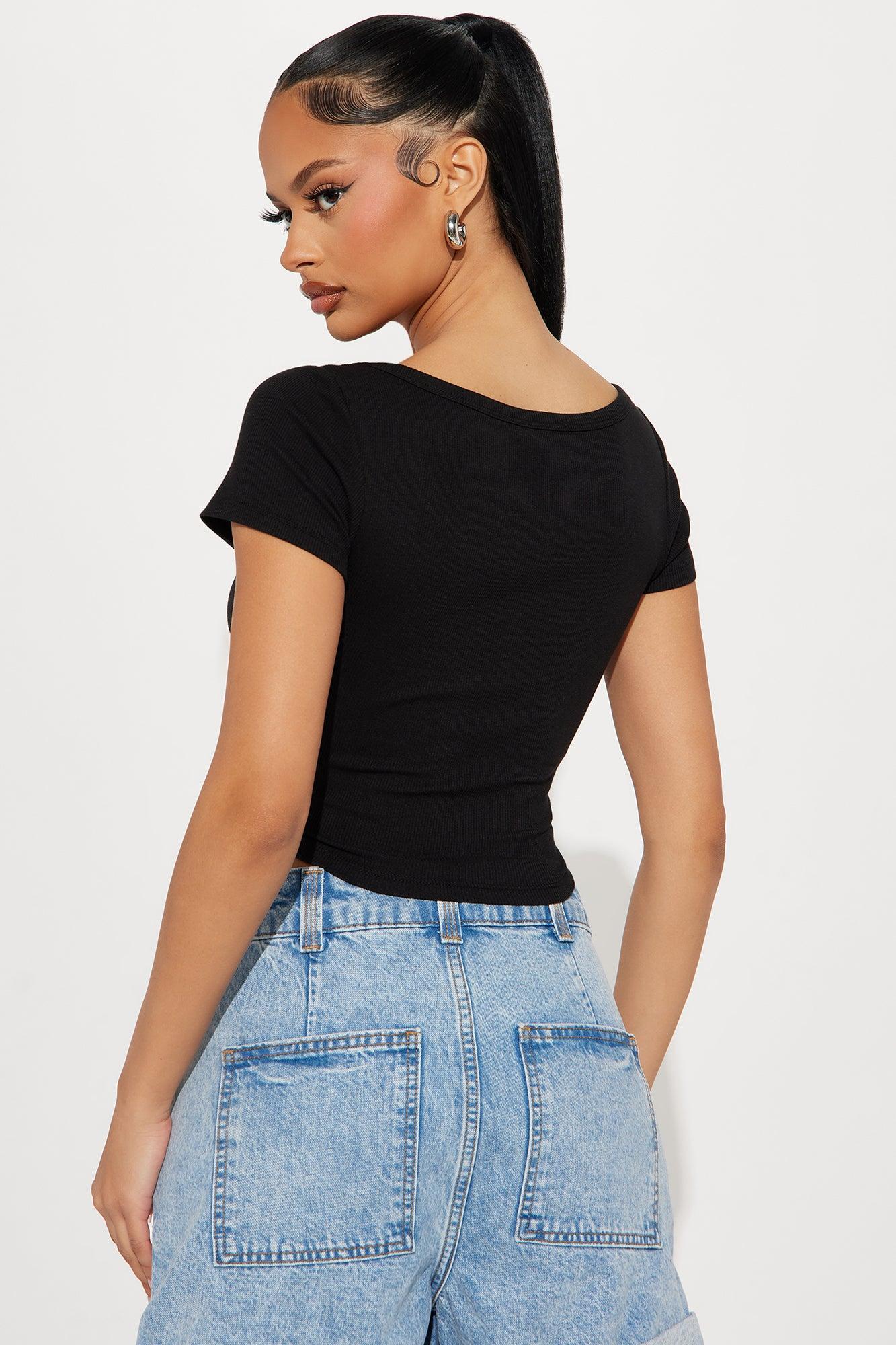 Amelia Scoop Neck Top - Black Product Image