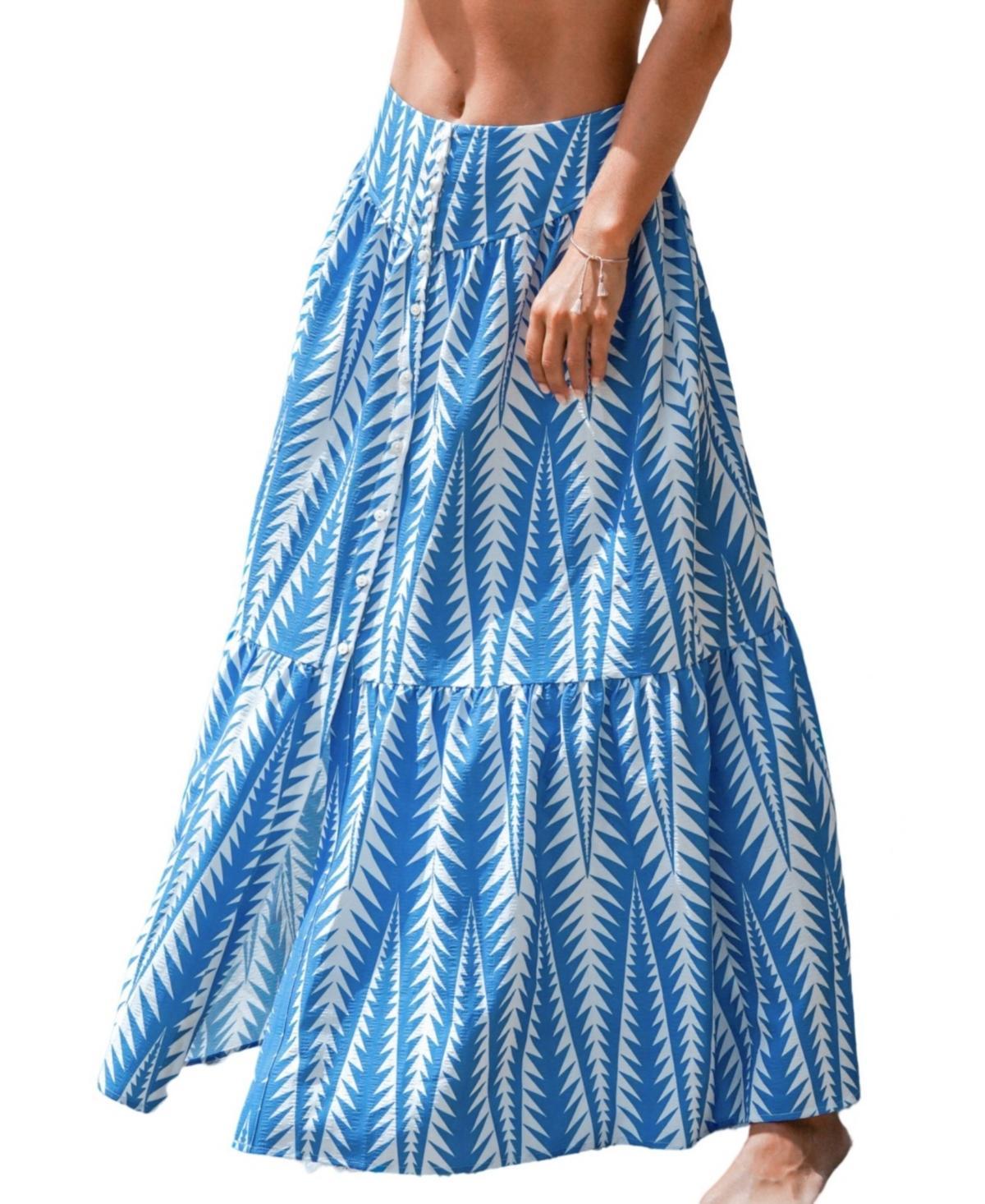 Cupshe Womens Geo Print Front-Button Maxi Skirt Product Image