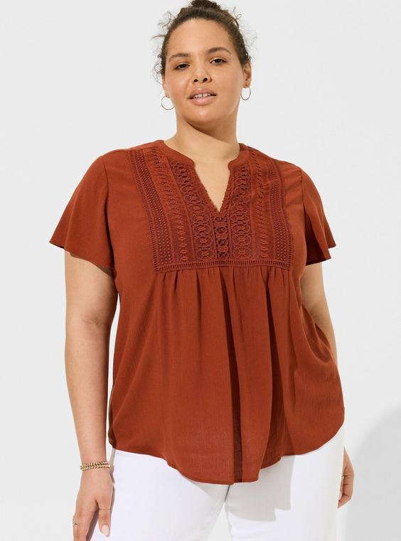 Crinkle Gauze Flutter Sleeve Top Product Image