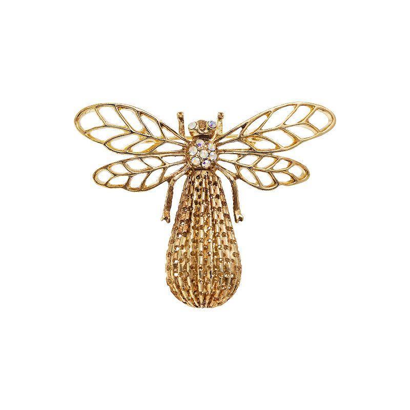 1928 Gold Tone Crystal Bee Pin, Womens, Yellow Product Image