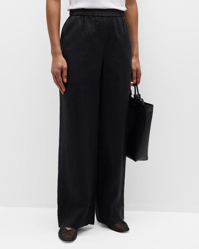 Womens Wide-Leg Linen Pants Product Image