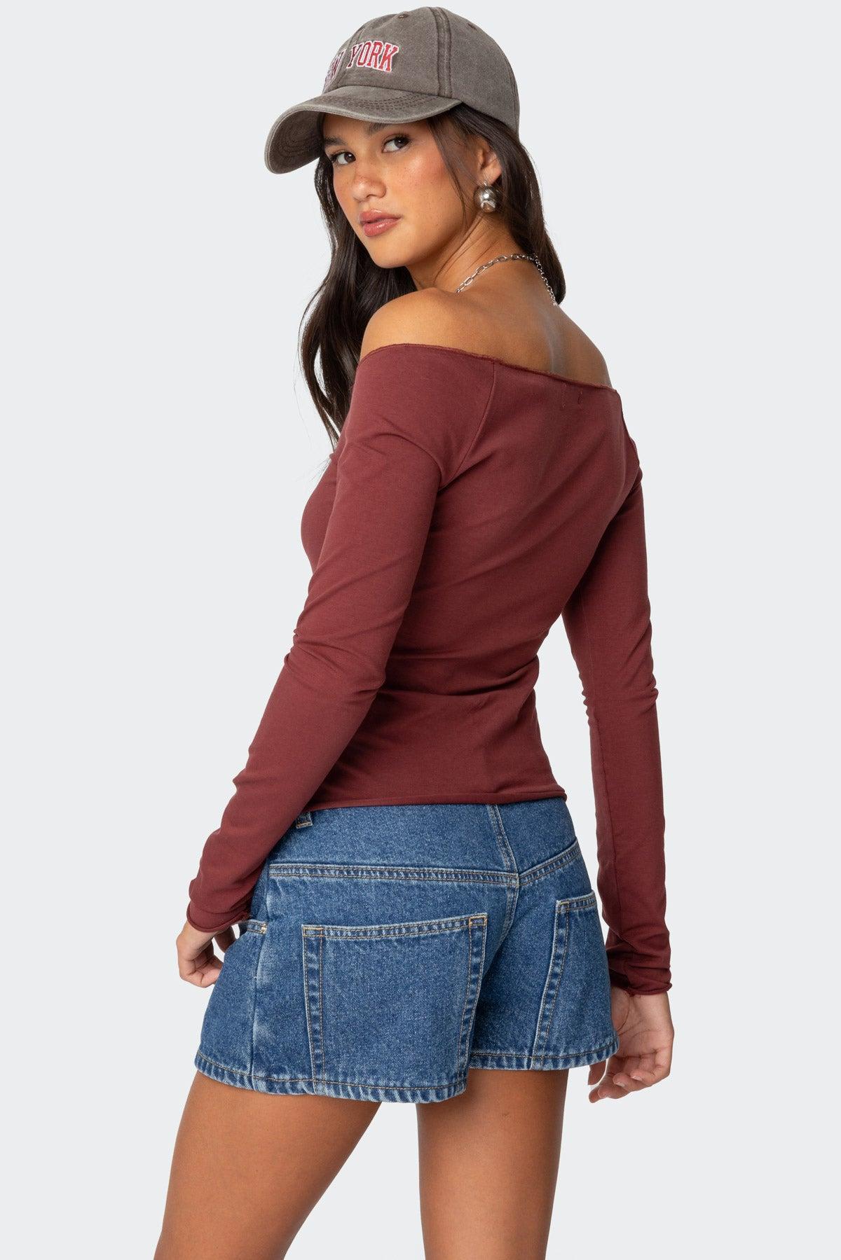 Nattie Off Shoulder V Neck Top Product Image