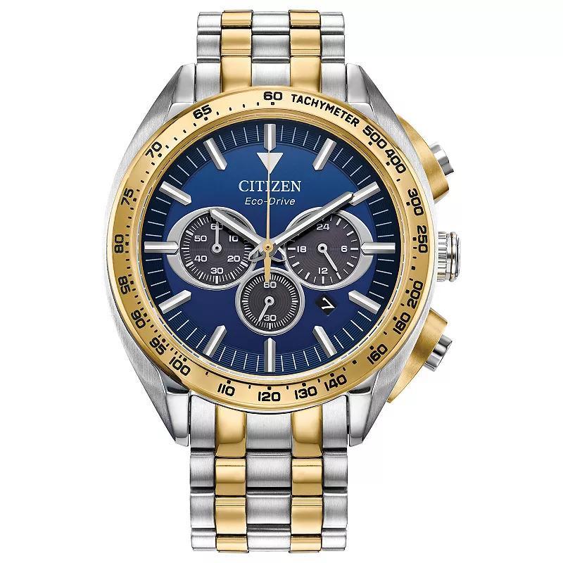 Citizen Eco-Drive Mens Chronograph Sport Luxury Two-Tone Stainless Steel Bracelet Watch 43mm Product Image