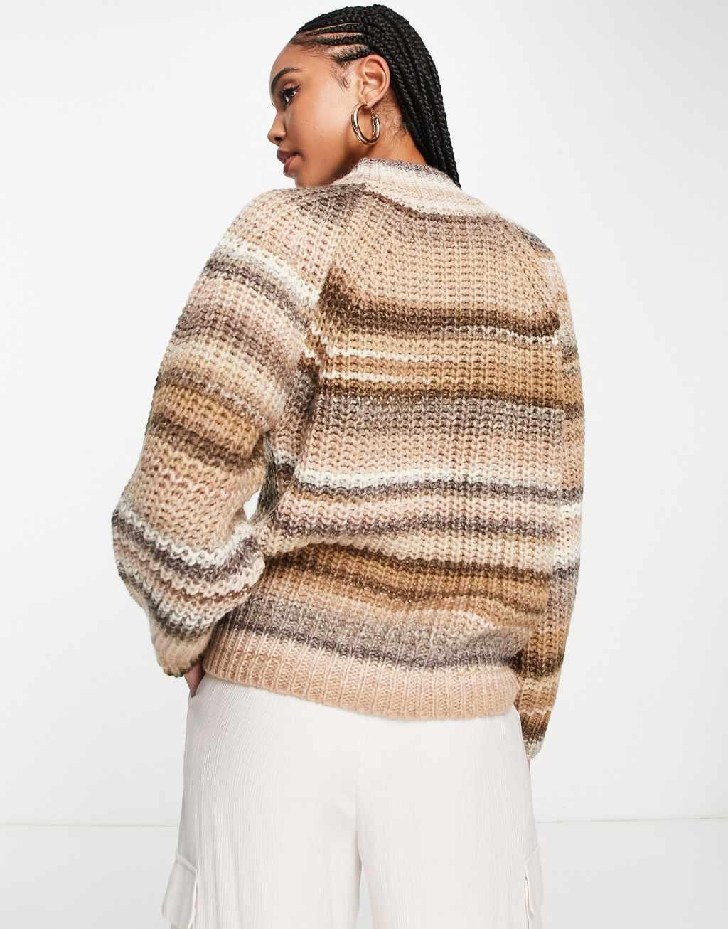 InWear Effie spaceknit striped sweater in beige Product Image