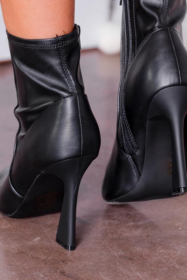 Abbey Black Pointed Toe Heeled Booties FINAL SALE Product Image