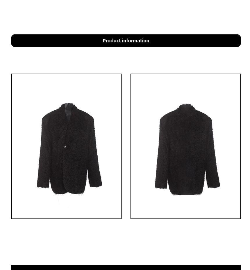 Notch Lapel Plain Fluffy One-Buttoned Blazer Product Image