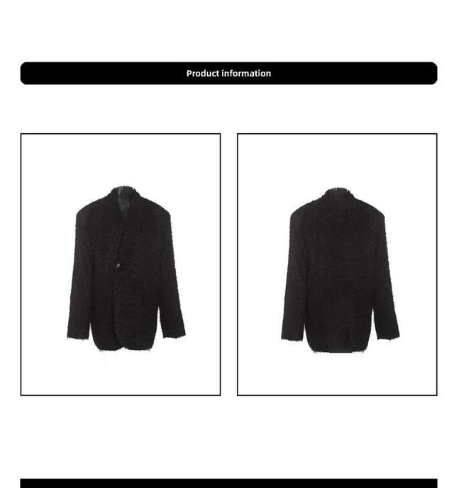 Notch Lapel Plain Fluffy One-Buttoned Blazer Product Image