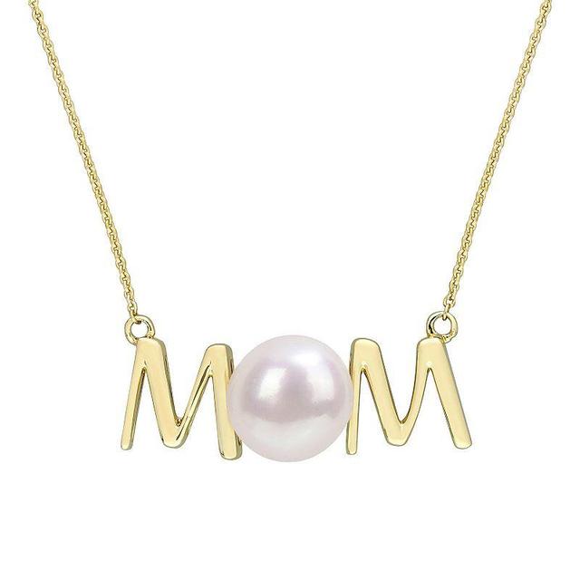 Stella Grace 10k Gold Freshwater Cultured Pearl Mom Necklace, Womens Product Image