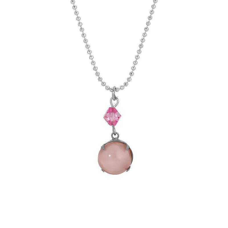 1928 Silver Tone Pink Moonstone Pendant Necklace, Womens Product Image