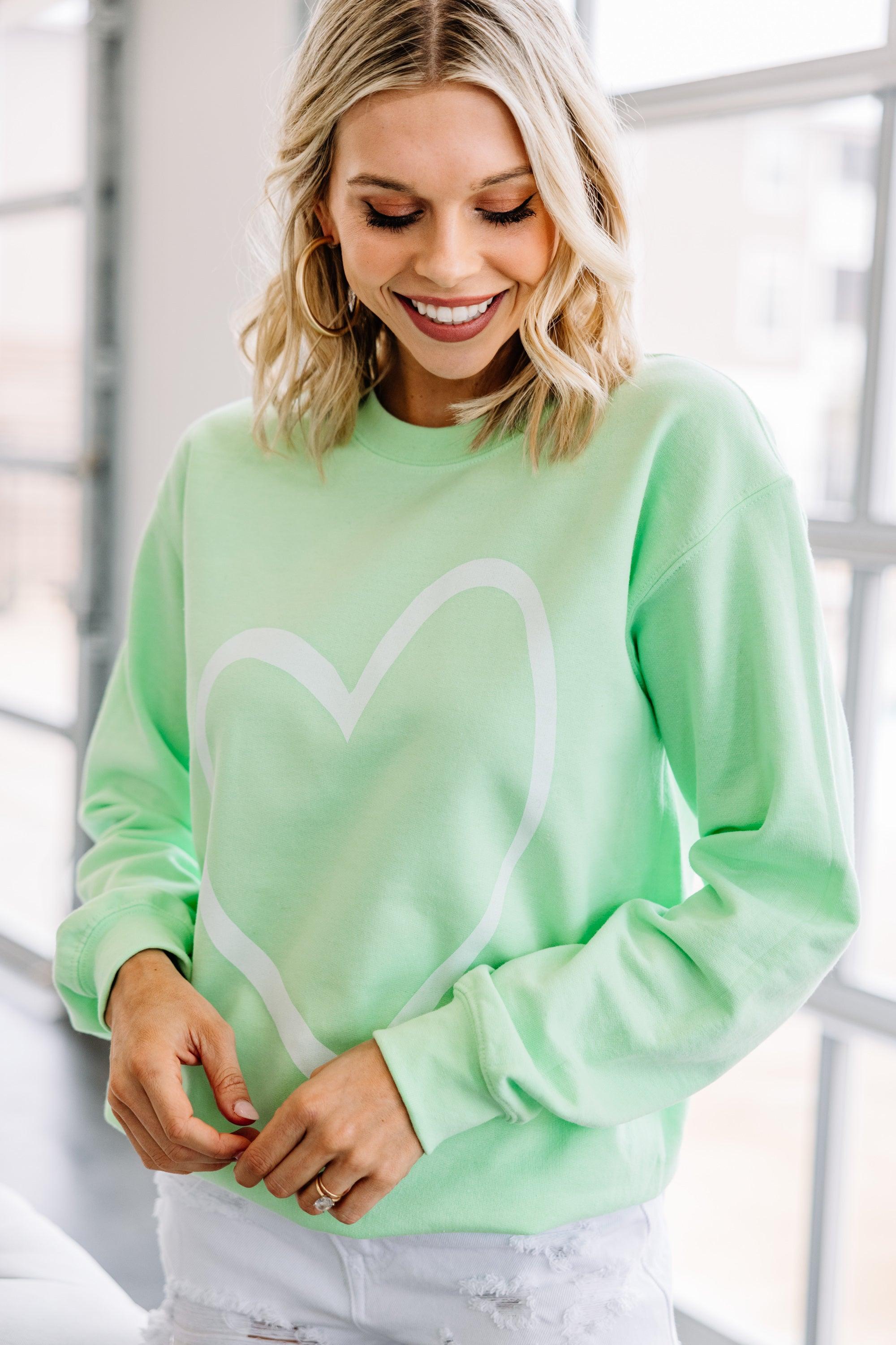 All The Love To Give Mint Green Graphic Sweatshirt Female Product Image