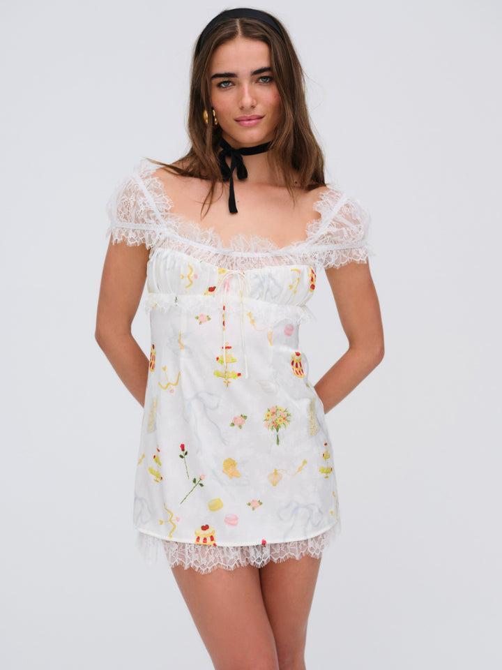 Jeannine Mini Dress — White Product Image