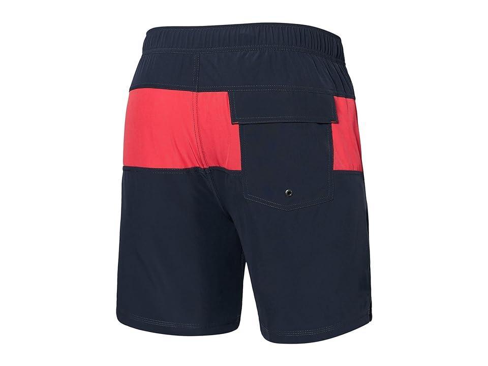 SAXX UNDERWEAR Oh Buoy Color-Blocked 2-N-1 Volley 7 (India Ink/Hibiscus) Men's Swimwear Product Image