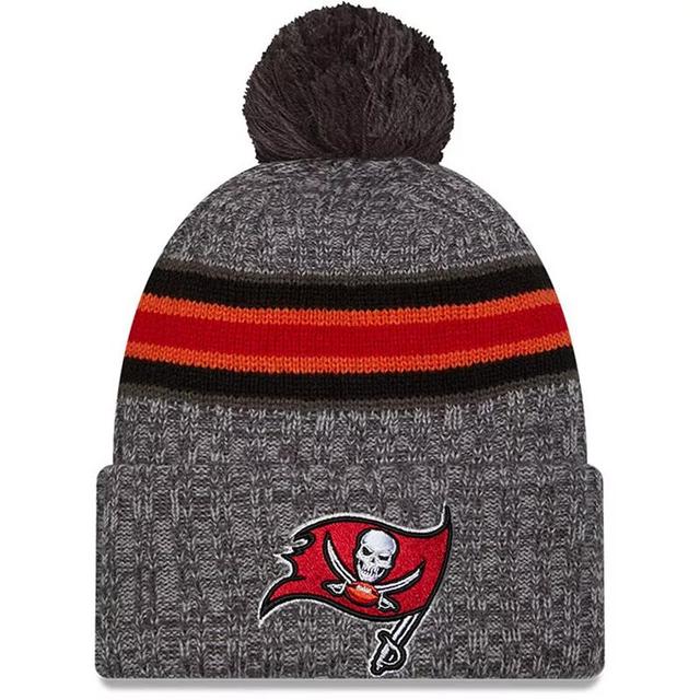 Mens New Era Gray Tampa Bay Buccaneers 2023 Sideline Sport Cuffed Pom Knit Hat Product Image