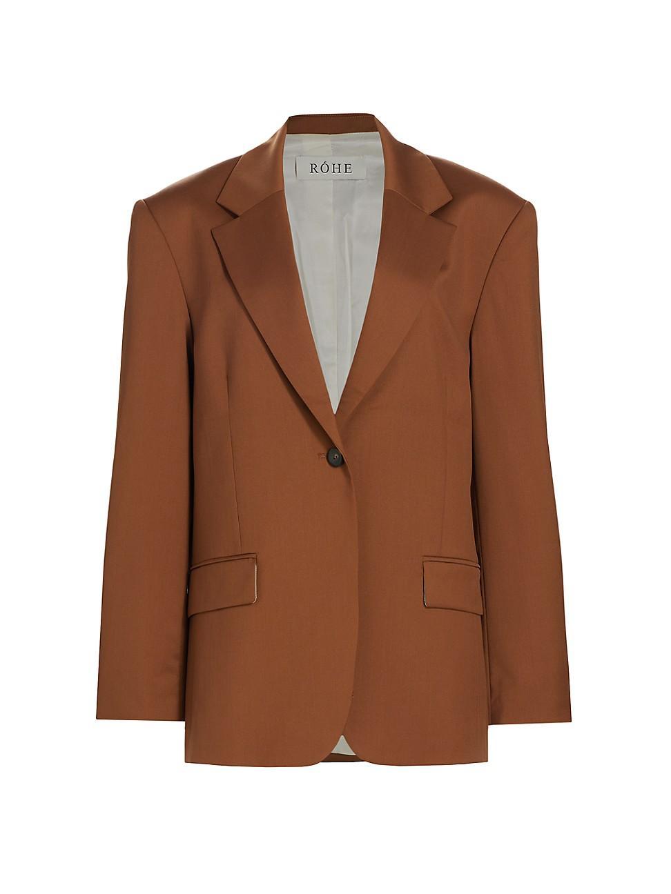 Womens Single-Breasted Wool Blazer Product Image