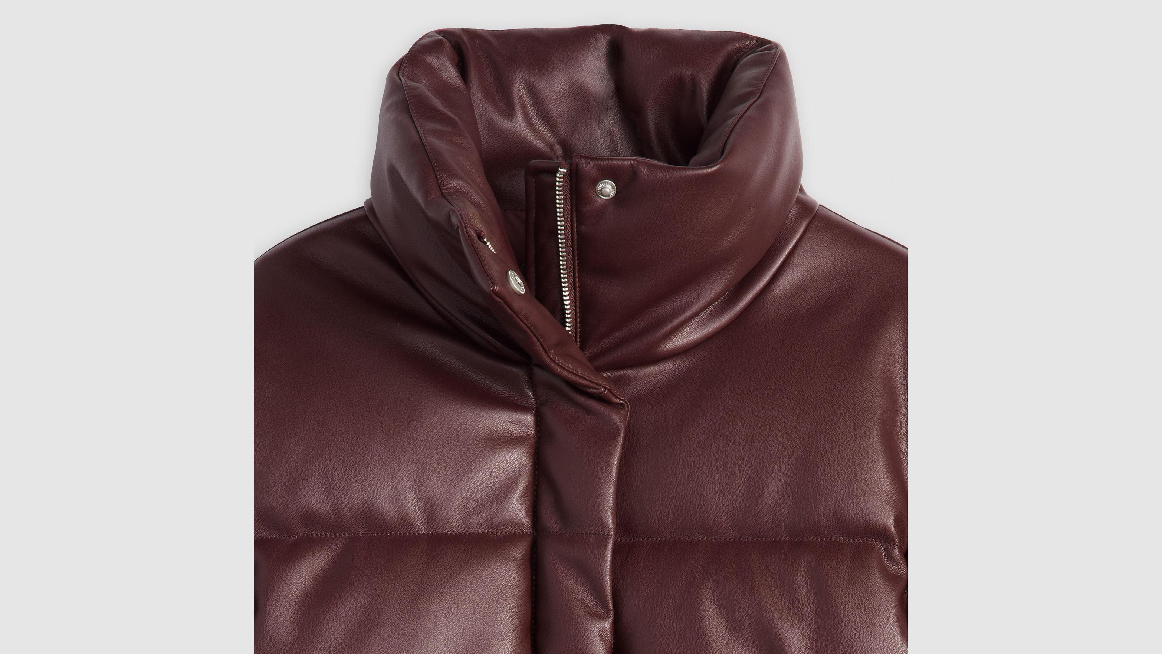 Faux Leather Puffer Jacket Product Image