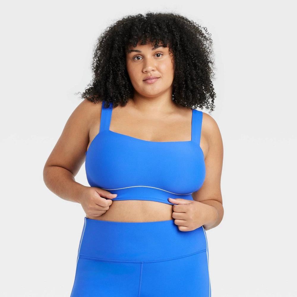 Womens Everyday Soft Light Support Piped Sports Bra - All In Motion Blue 3X Product Image