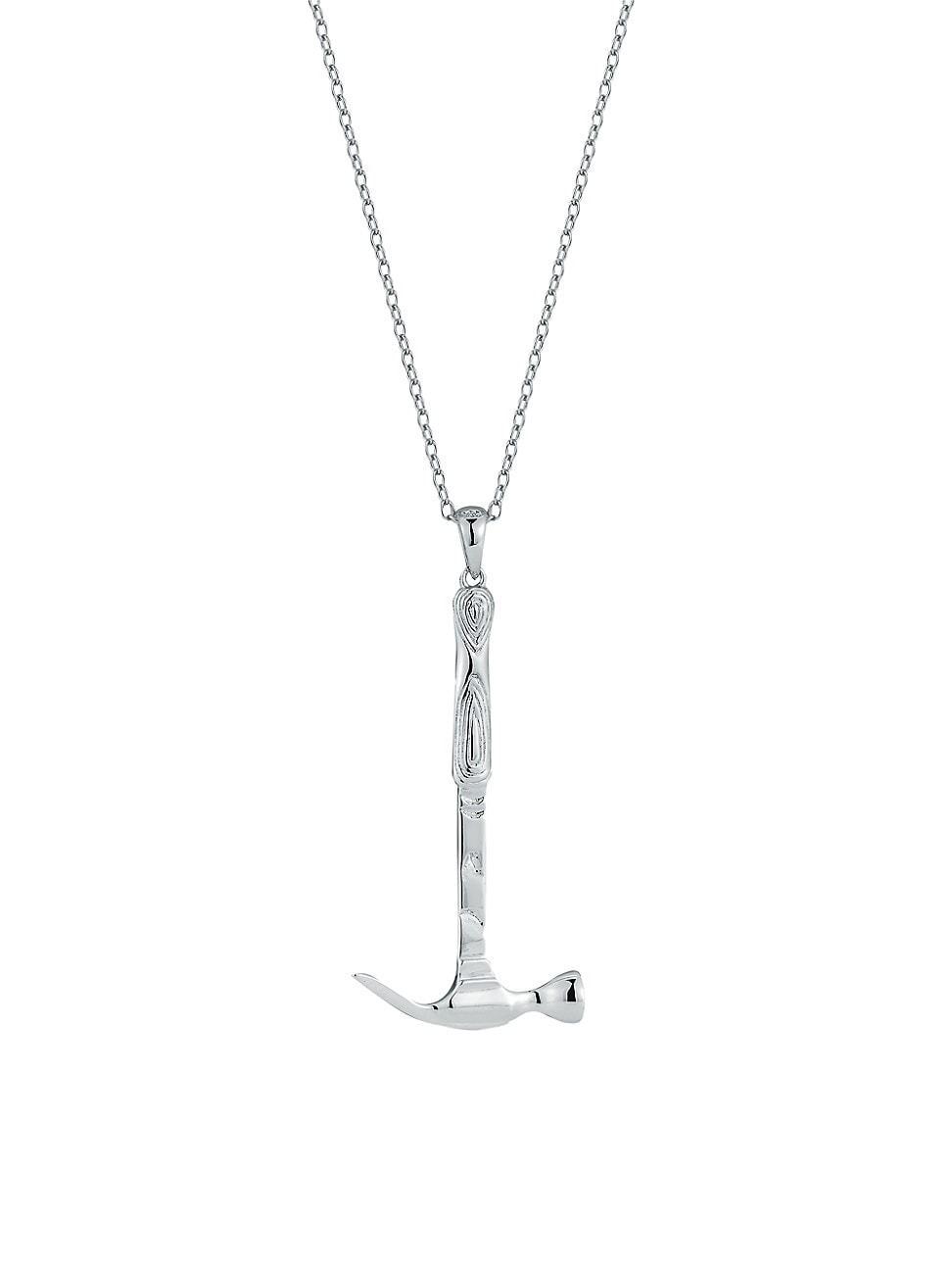 Mens All That Works Hammer Sterling Silver Pendant Necklace Product Image