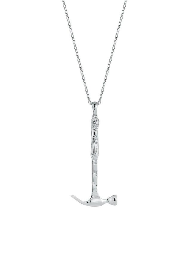 Mens All That Works Hammer Sterling Silver Pendant Necklace Product Image