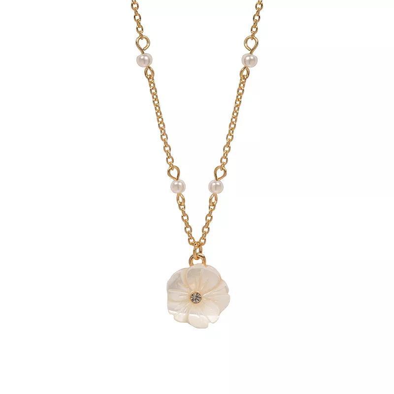 LC Lauren Conrad Simulated Opal Flower Pendant Necklace, Womens, White Product Image