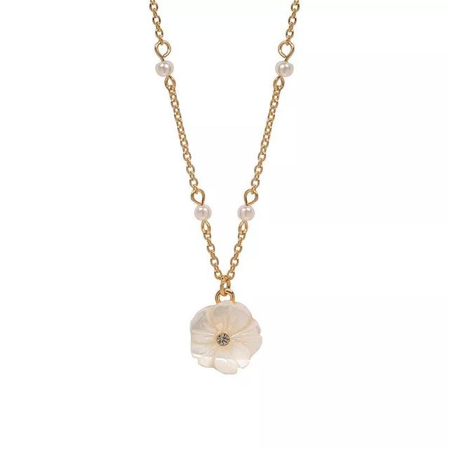 LC Lauren Conrad Simulated Opal Flower Pendant Necklace, Womens, White Product Image