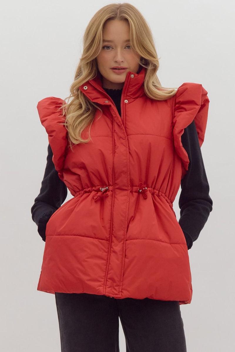 Ruby Red Puffer Vest Product Image