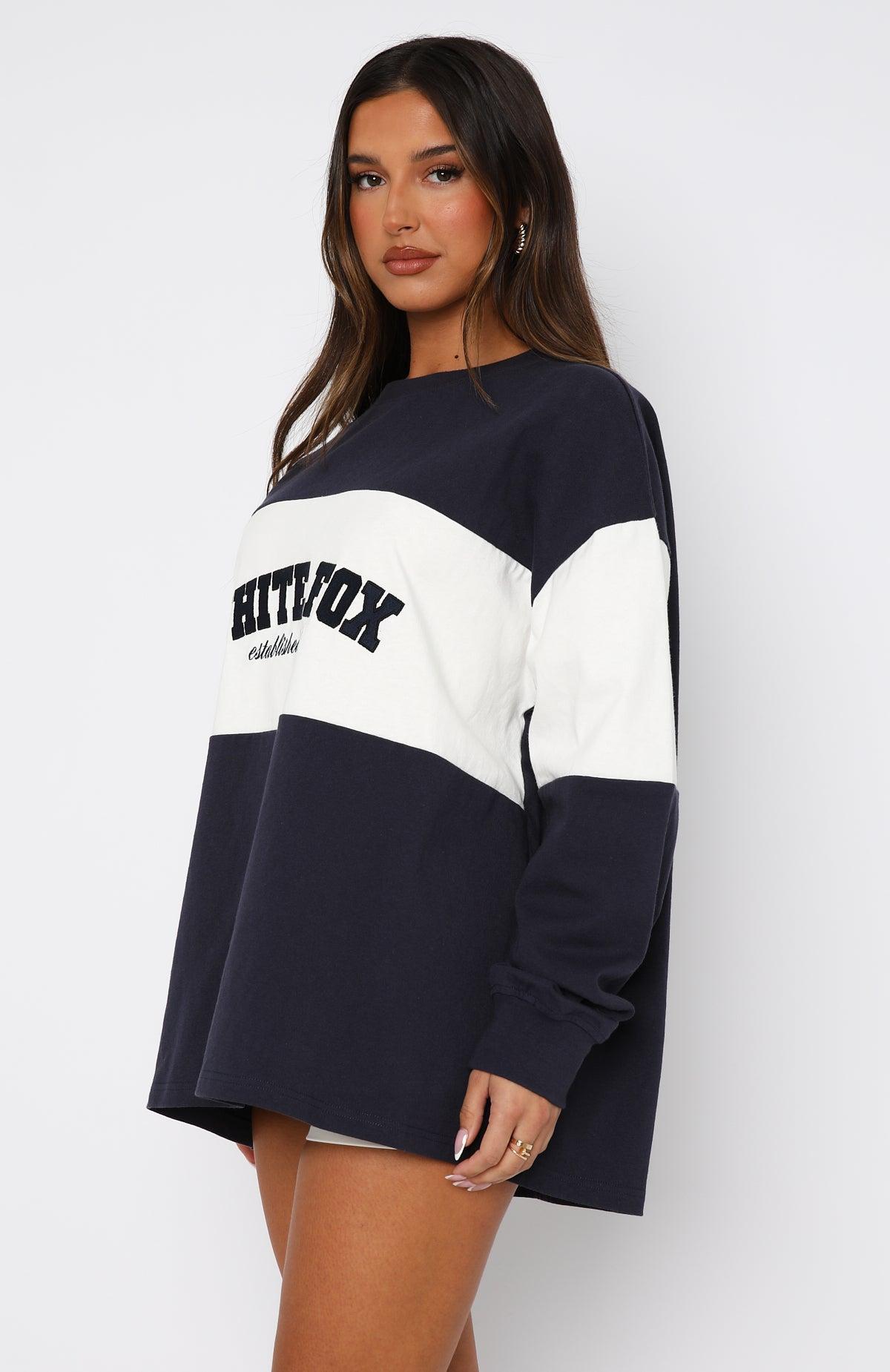 Need You More Long Sleeve Oversized Tee Navy Product Image