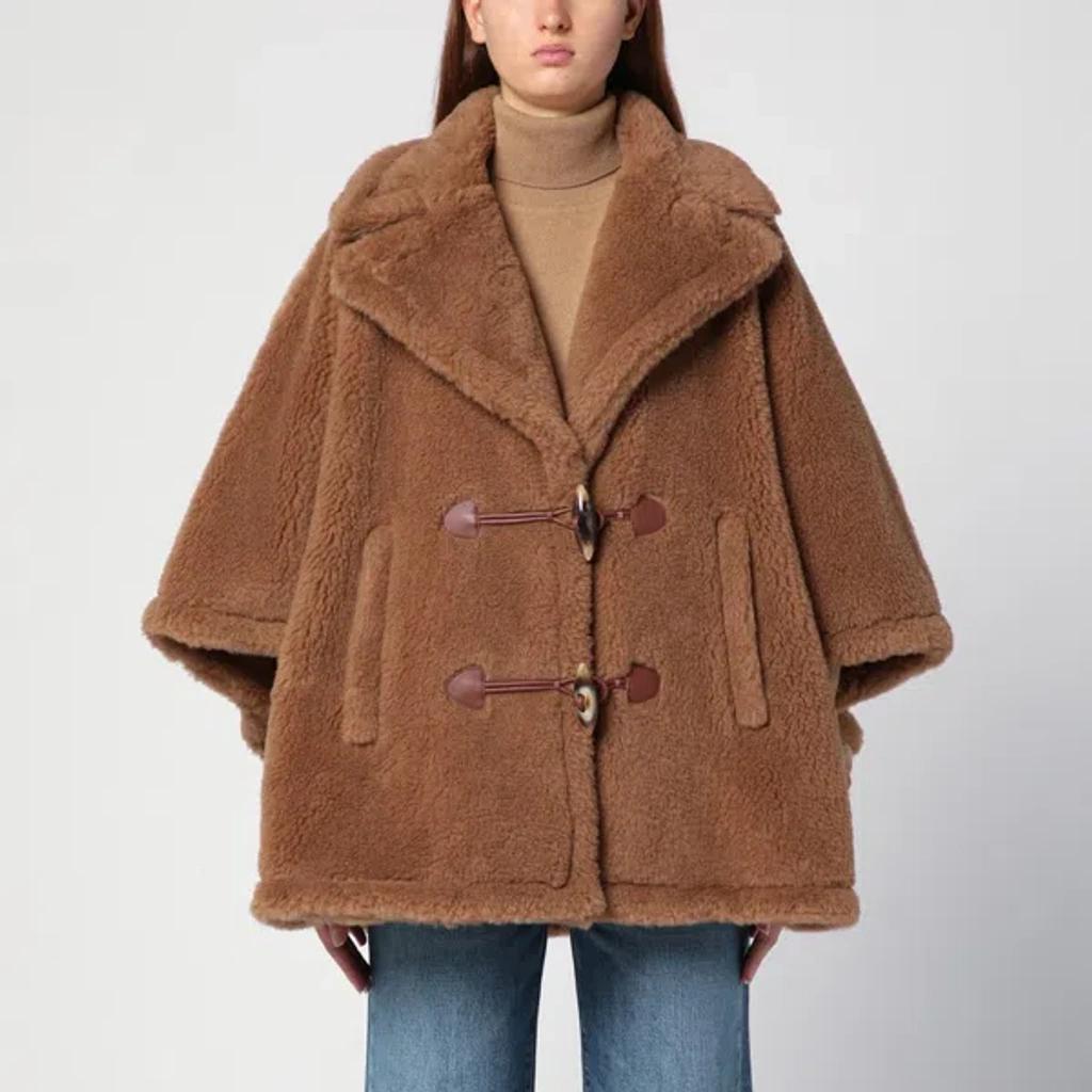 MAX MARA Teddy Fabric Camel-coloured Coat In Brown product image