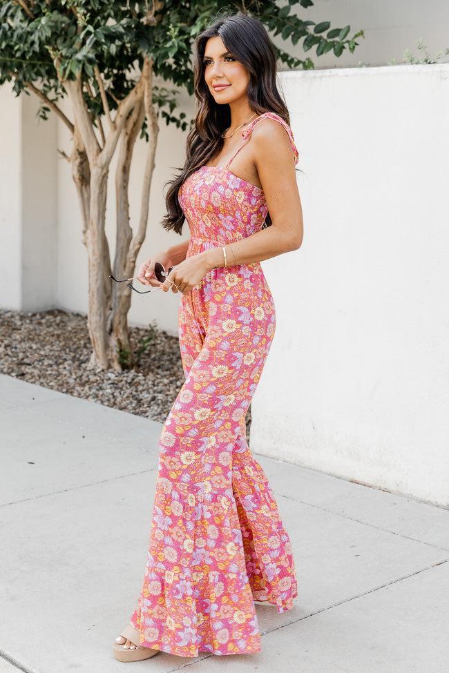 Aware of This Mauve Floral Print Flare Jumpsuit FINAL SALE Product Image