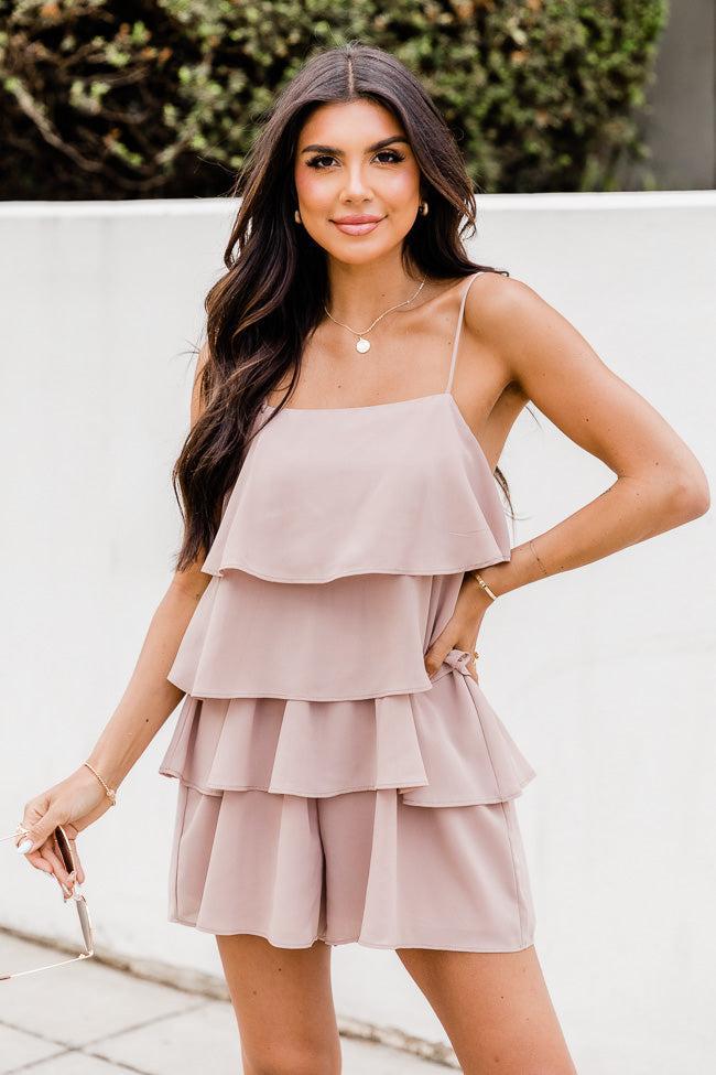 Don't Let Me Go Taupe Ruffle Romper FINAL SALE Product Image