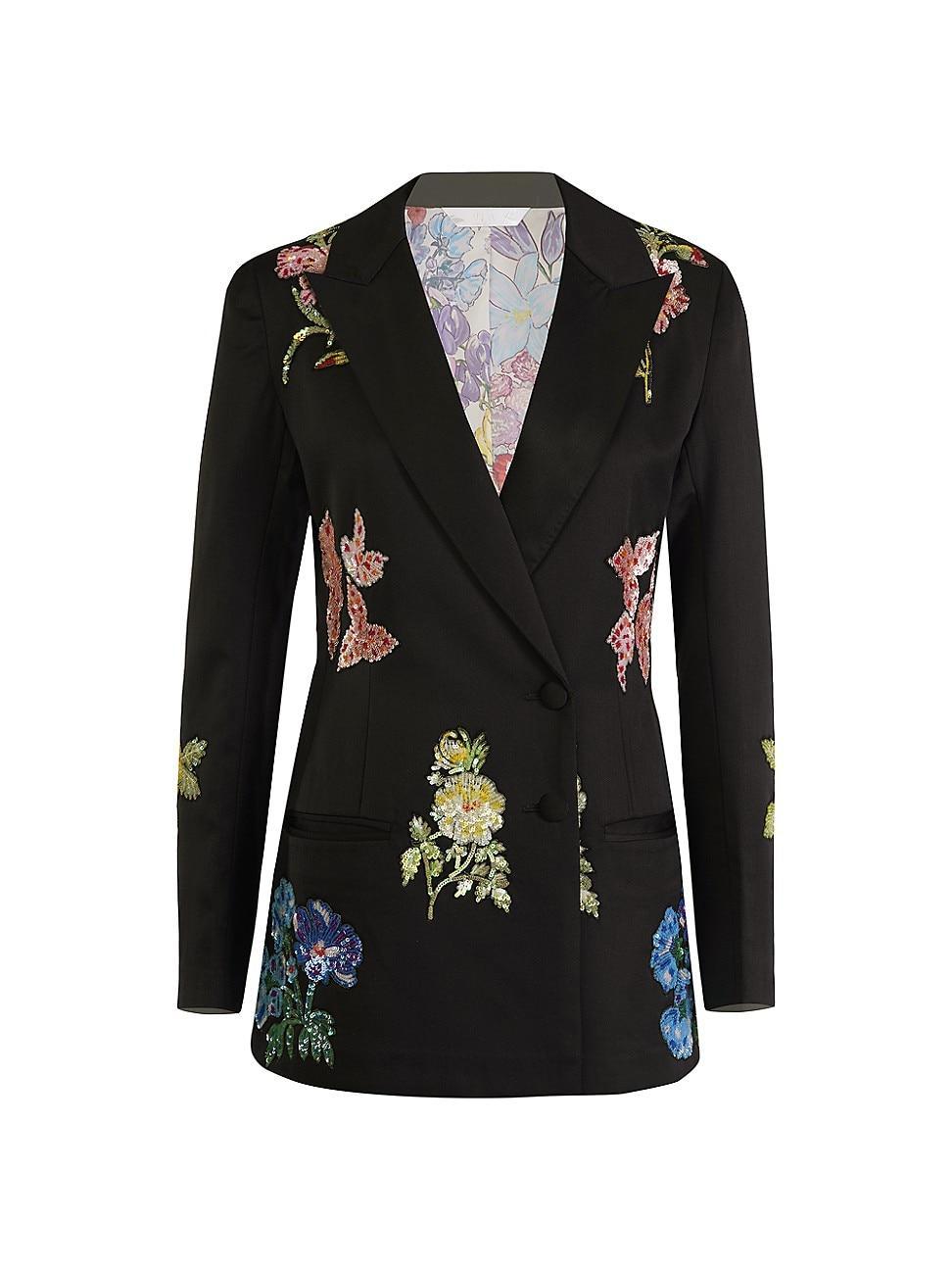 Womens Sequined Floral Blazer Product Image