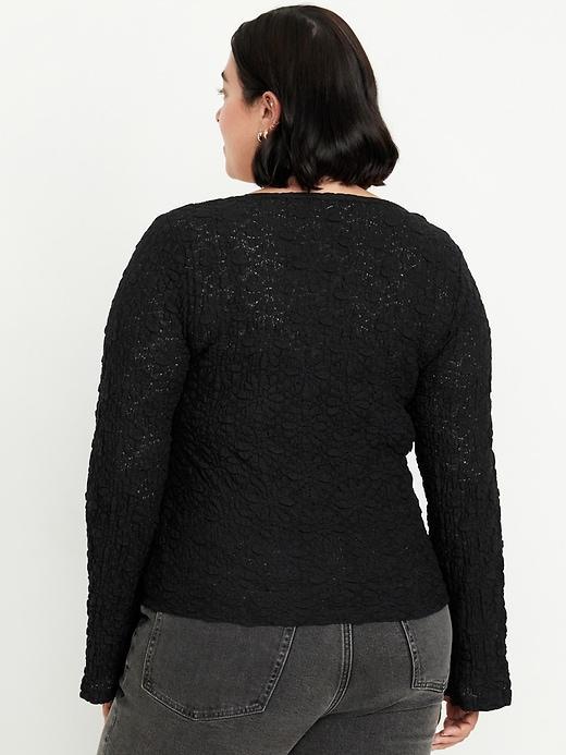 Textured Lace Scoop-Neck Top Product Image