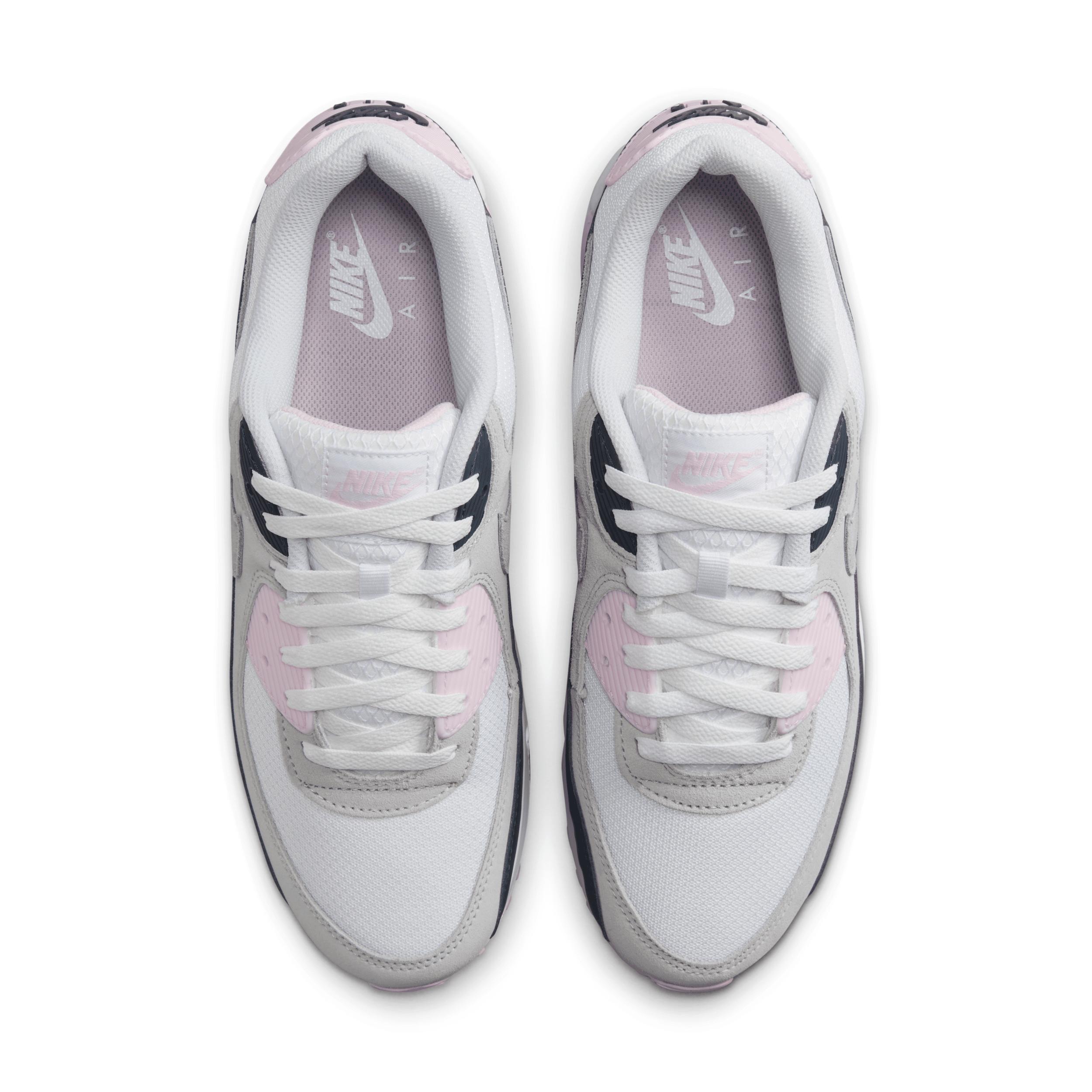 Nike Mens Air Max 90 - Running Shoes White/Wolf Grey/Pink Foam Product Image