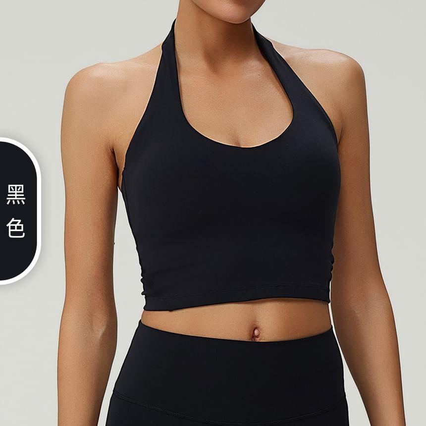 Halter Plain Sports Bra Product Image