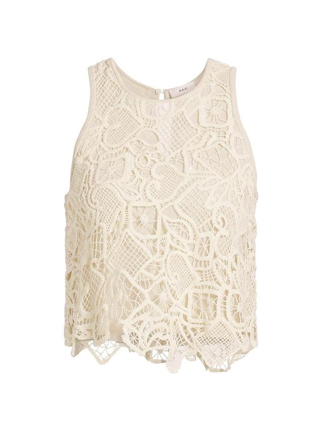 Womens Lena Geometric Lace Cotton Tank Top Product Image