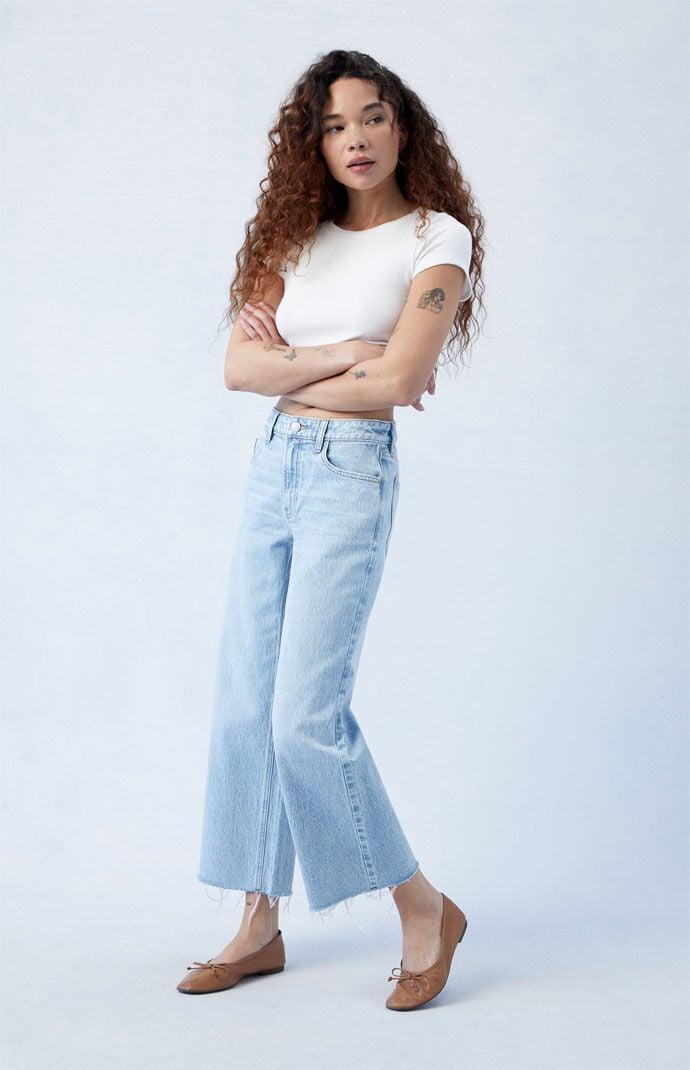 Women's Light Indigo Cropped Wide Leg Jeans Product Image