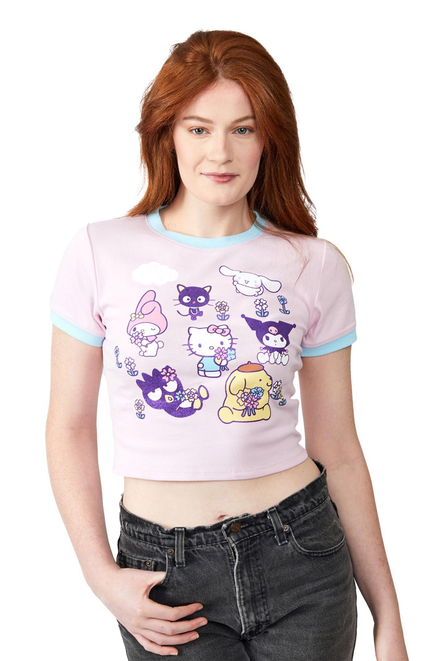 Womens Hello Kitty & Friends Smell The Flowers Baby T-Shirt Product Image