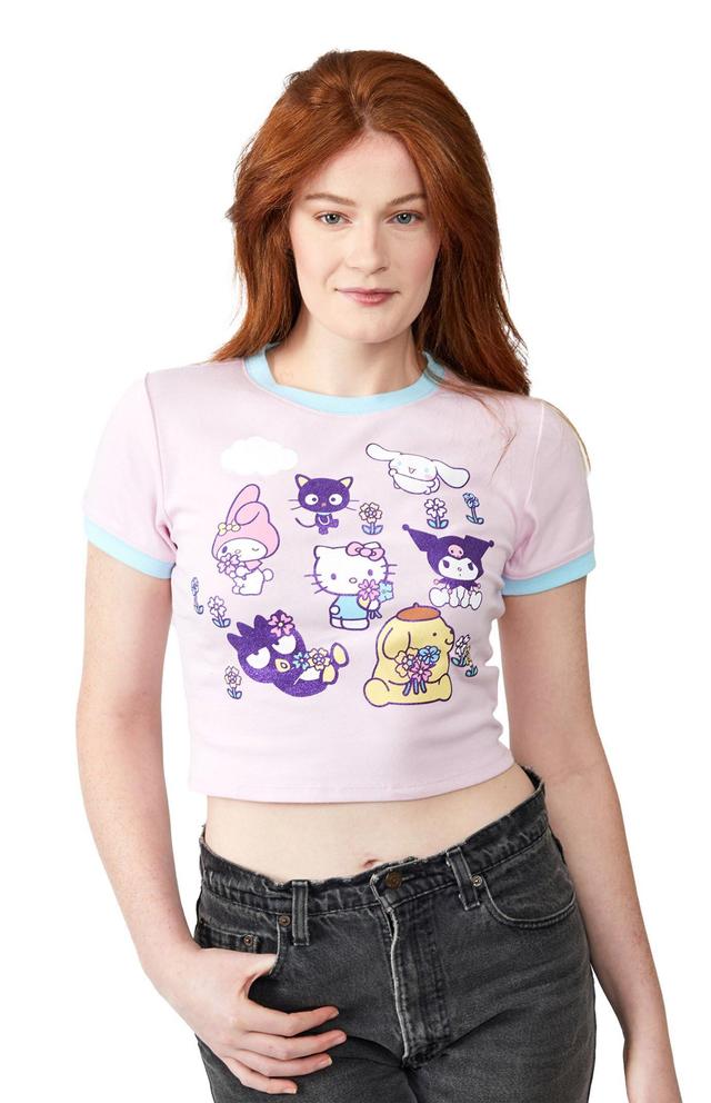 Womens Hello Kitty & Friends Smell The Flowers Baby T-Shirt Product Image