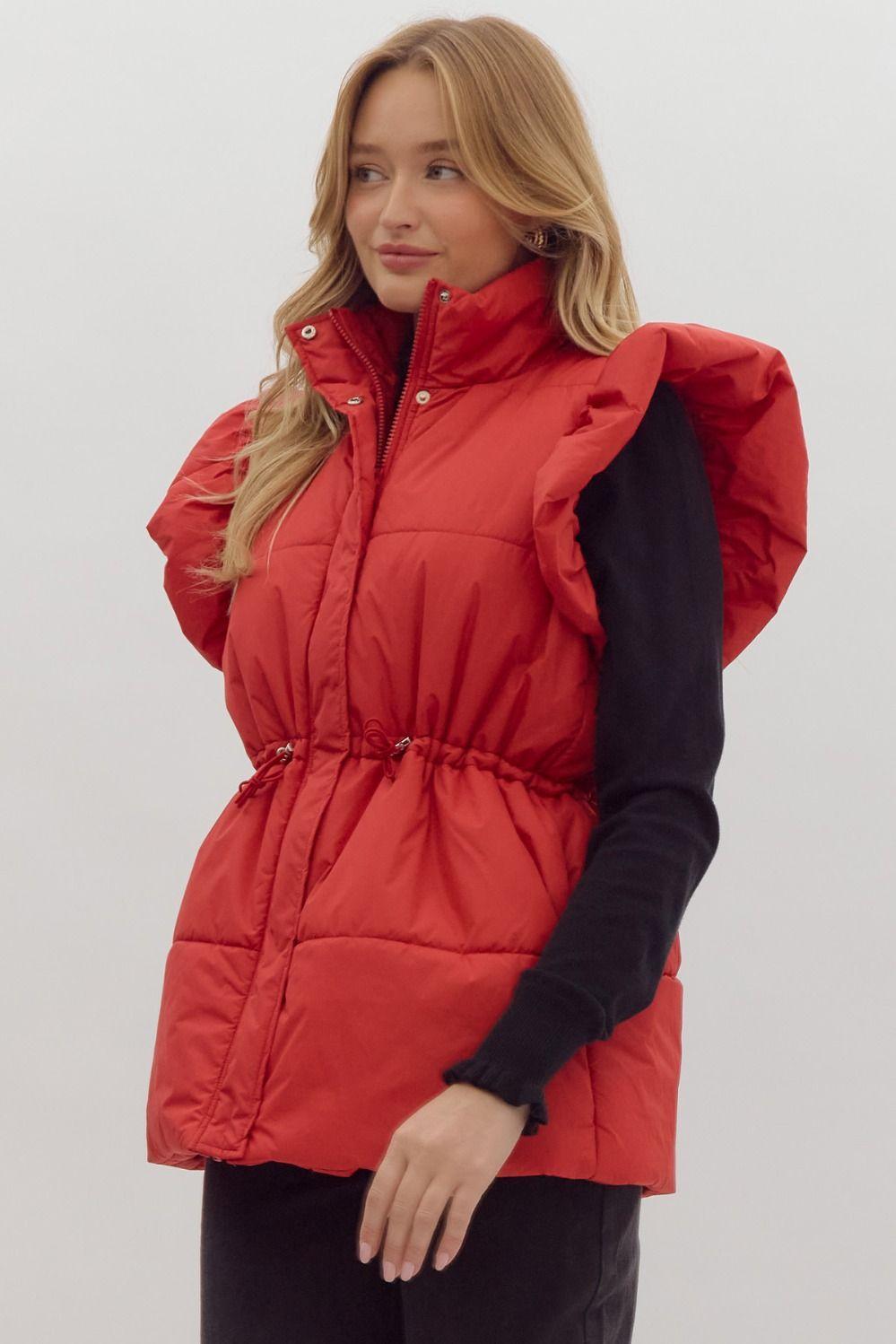 Ruby Red Puffer Vest Product Image