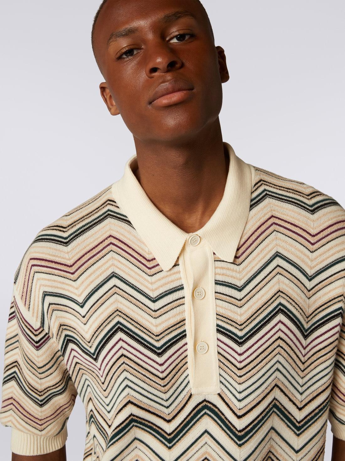 Cotton blend chevron short-sleeved polo shirt Multicoloured | Missoni Product Image