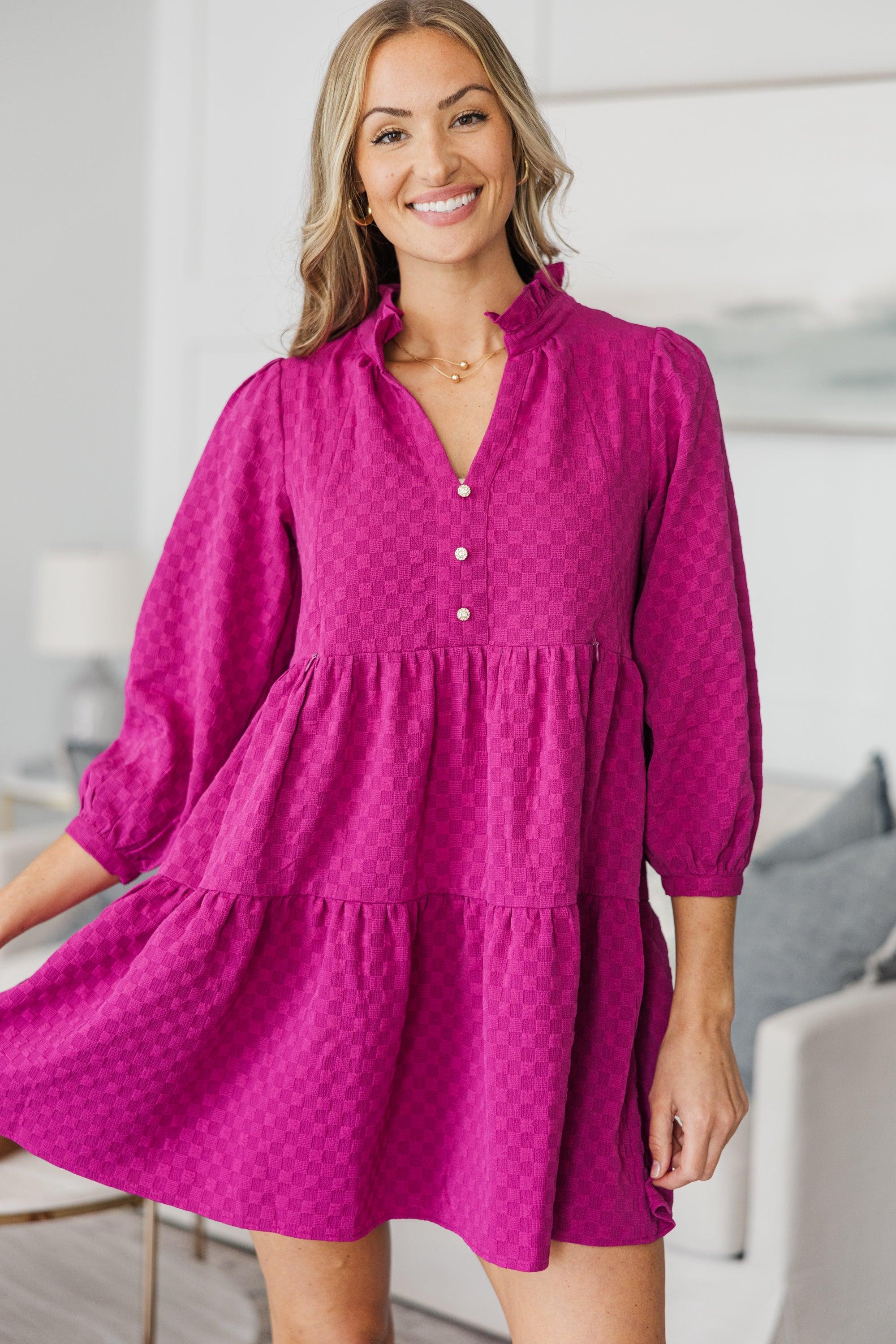 NURSING COLLECTION: All Up To You Magenta Textured Dress Female Product Image