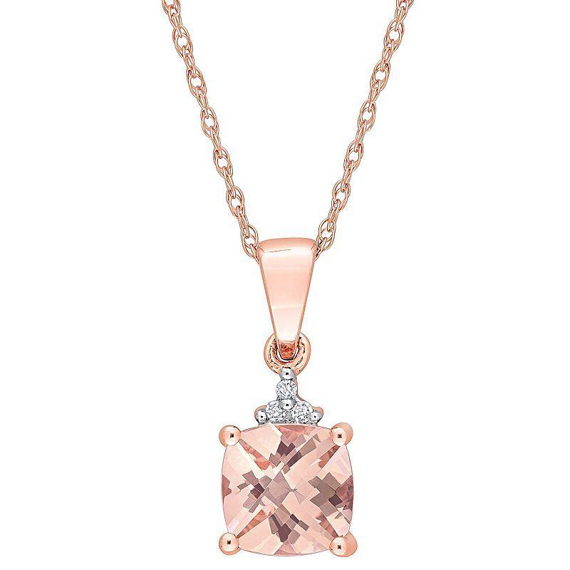 Stella Grace 10k Rose Gold Morganite & Diamond Accent Drop Pendant Necklace, Womens Pink Product Image