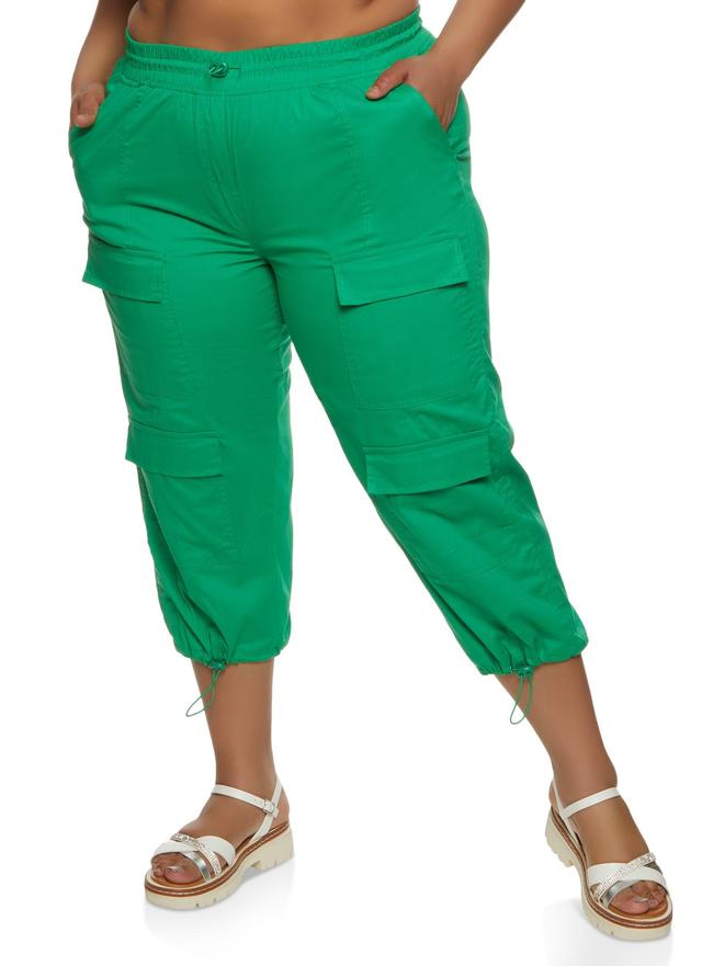 Womens Plus Size Poplin Drawstring Capri Pants Product Image